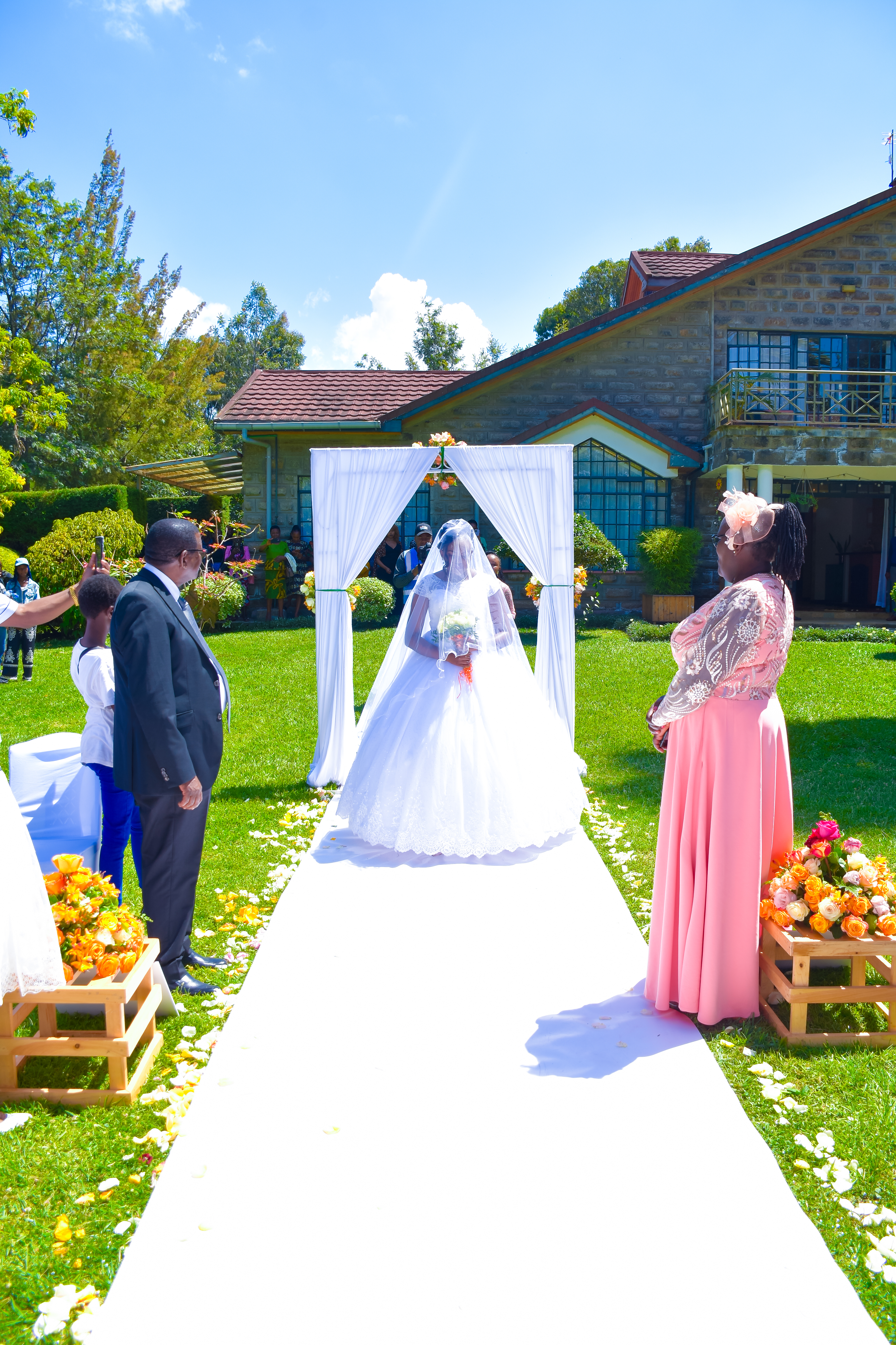 Joyful bride and groom at their wedding ceremony
